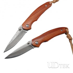 Yangjiang tool Damascus steel Red sandalwood handle mini no logo folding knife UD19030